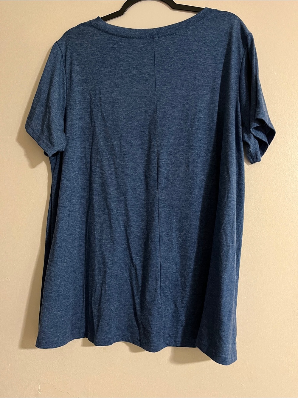 Women's Blue V-Neck Tee with Yellow Butterfly & Daisy Graphic - Picture 4 of 5
